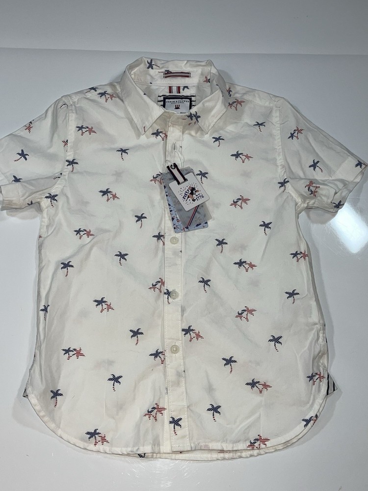 Denim And Flower  Boys Land of the Brave Americana Button Up Shirt Size 5/6 NWT