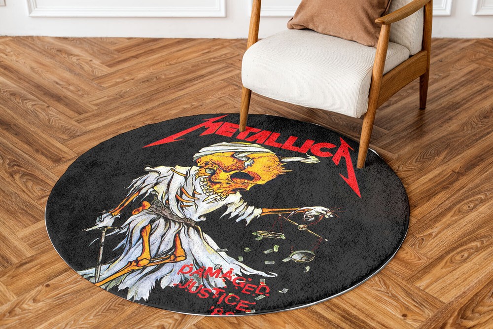 Metallica Rug Damaged Justice Tour Album Art Round Rug Home Decor Fan-made