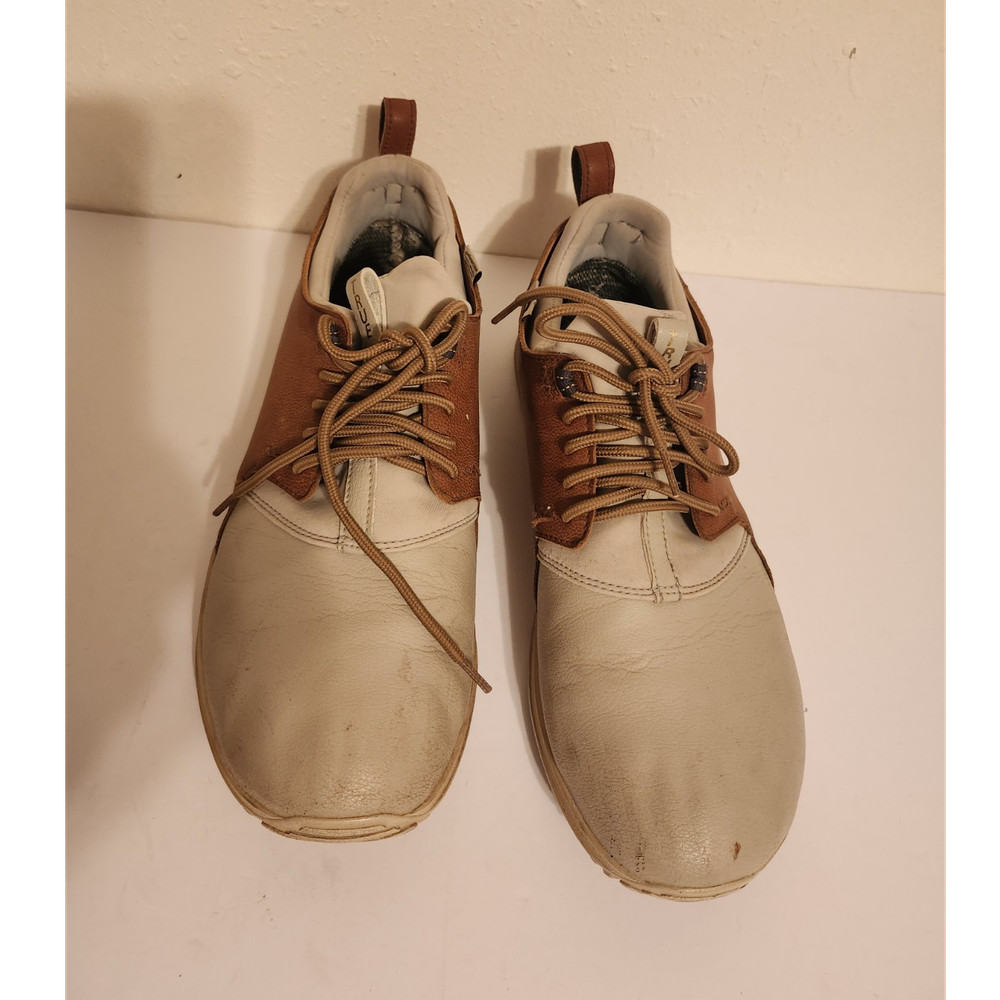 TRUE linkswear Men's Leather Golf Sneakers White Brown Size 12