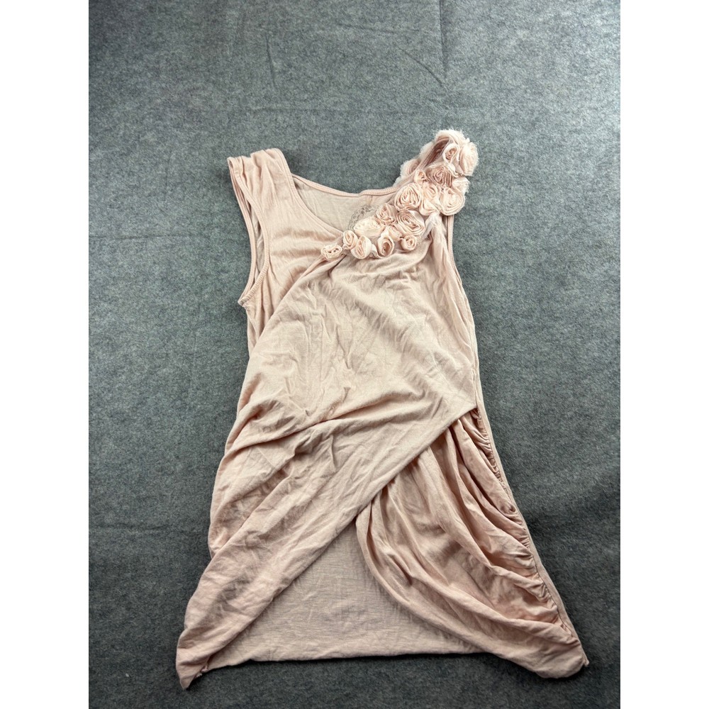 Deletta Anthropologie Women's S Pink Rosette Floral Draped Tank Top Coquette Y2K