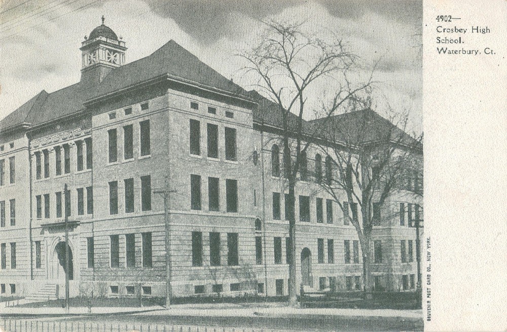 Waterbury CT Crosbey  High School UDB B/W Postcard UNPOSTED EXCL