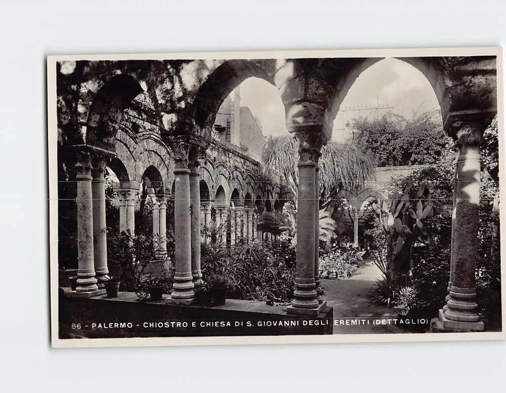 Postcard Cloisters and Church of San Giovanni degli Eremiti Palermo Italy