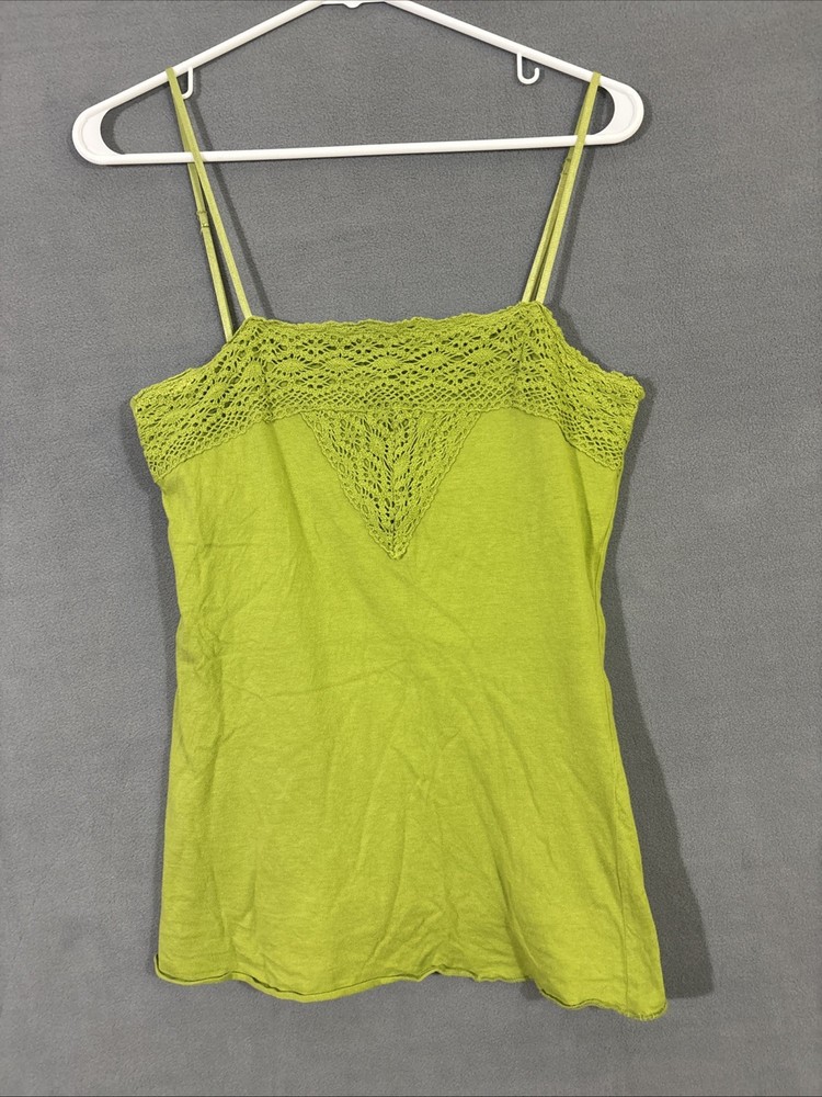 Self Esteem Y2K Tank Top Spaghetti Strap Crochet Green Size M Cami Sleeveless