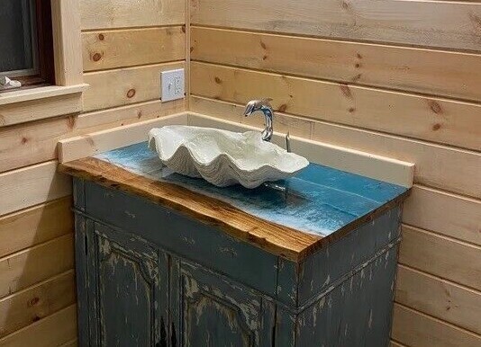 Ocean Wave Epoxy Resin Countertop DIY Wood Table Decor