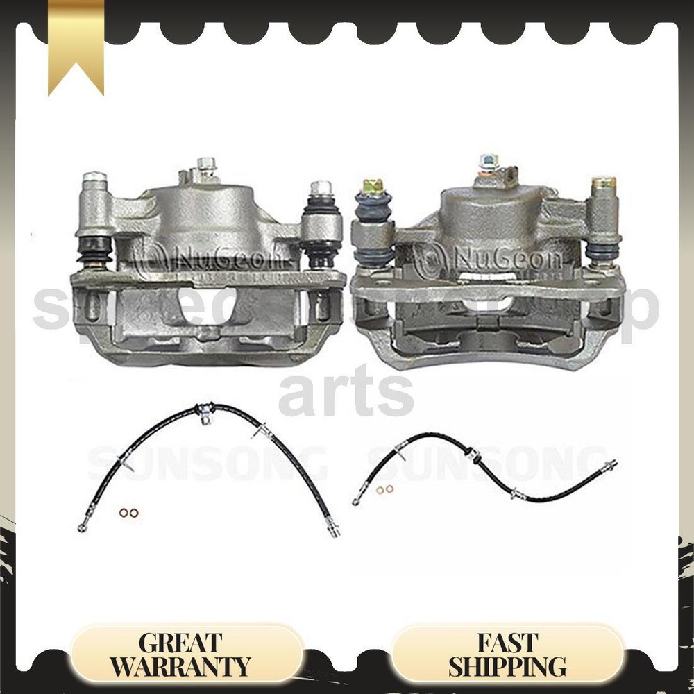 Front Brake Caliper Set with Hose 4pcs Compatible with Honda Accord 2.0L