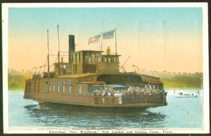 Ferry Gov Winthrop Groton CT postcard 1910s