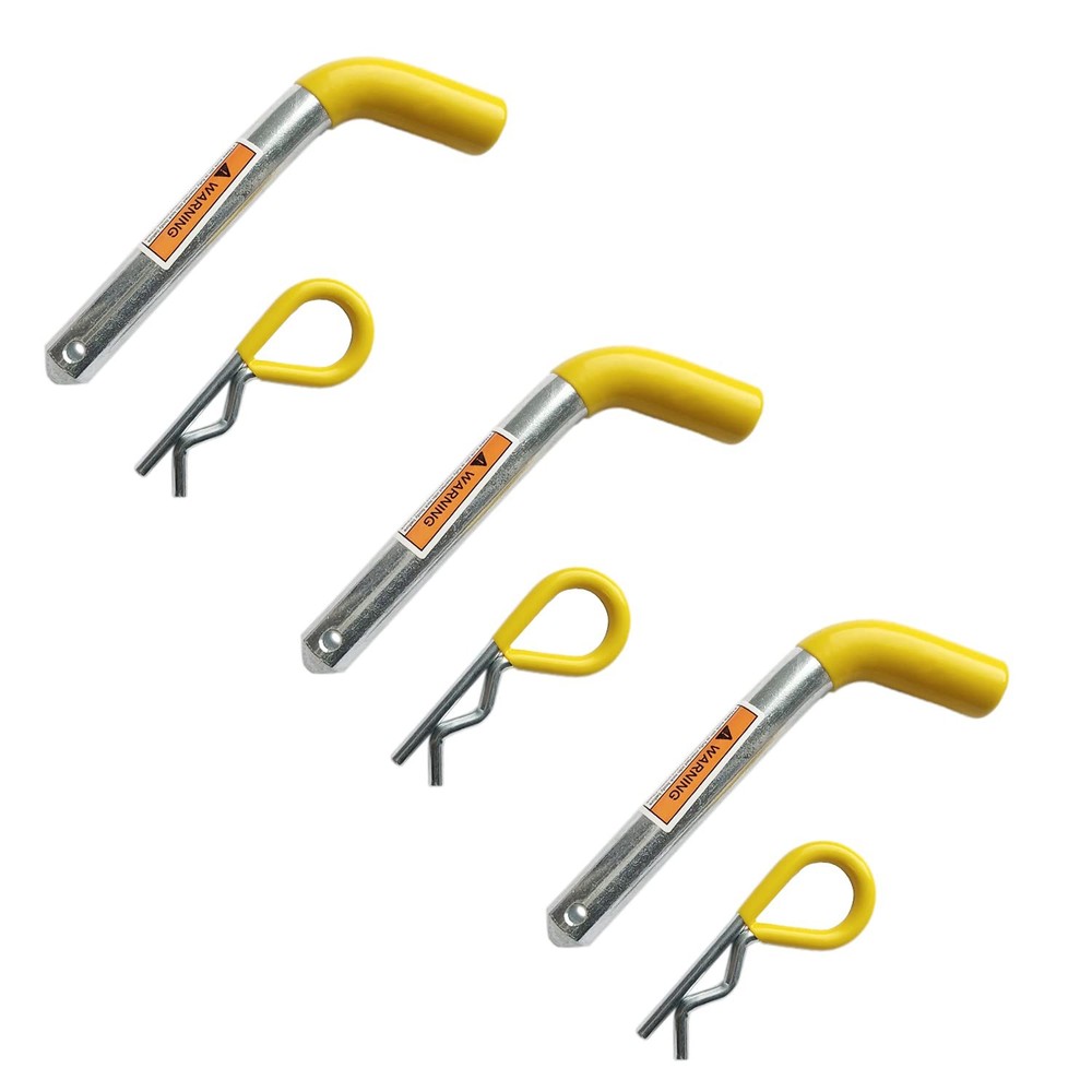3 Pack Trailer Hitch Pin & Clip Rubber-Coated Grip 5/8