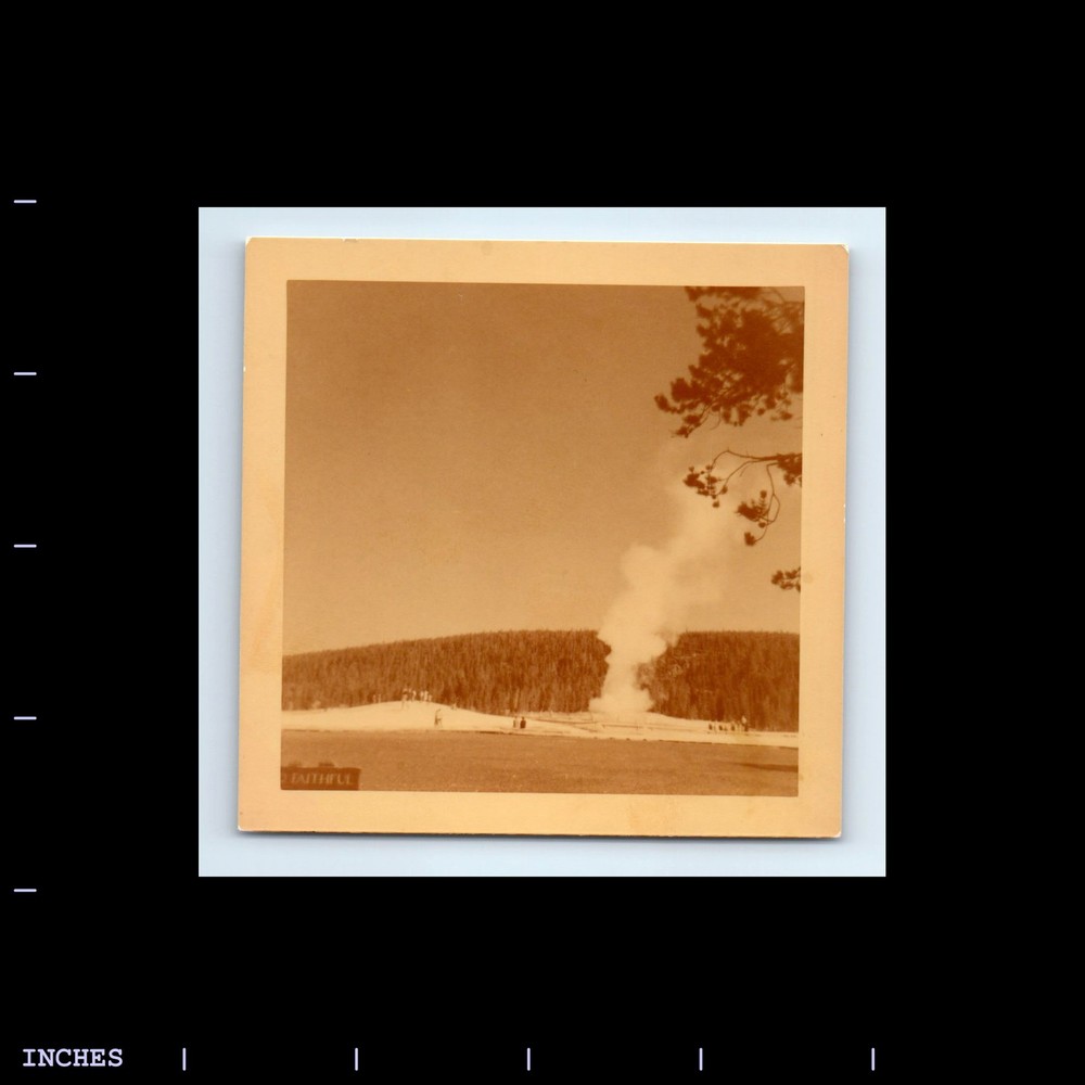 Square Color Photo OLD FAITHFUL GEYSER 1950 LANDSCAPE