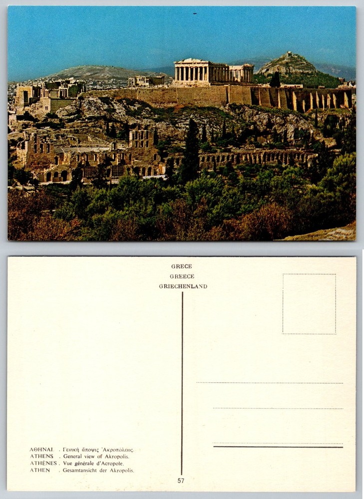 Vintage Postcard Athens Acropolis & Parthenon Greece General View
