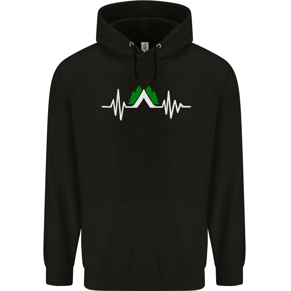 Pulse Camping Camper Camp Festival ECG Mens 80% Cotton Hoodie