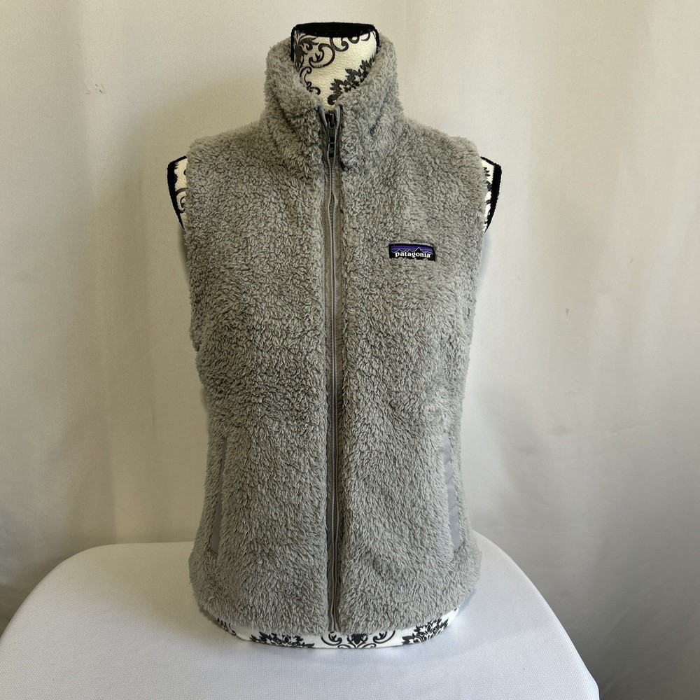 Patagonia Vest Womens Sz S Gray Los Gatos Sherpa Fleece Full Zip Pockets
