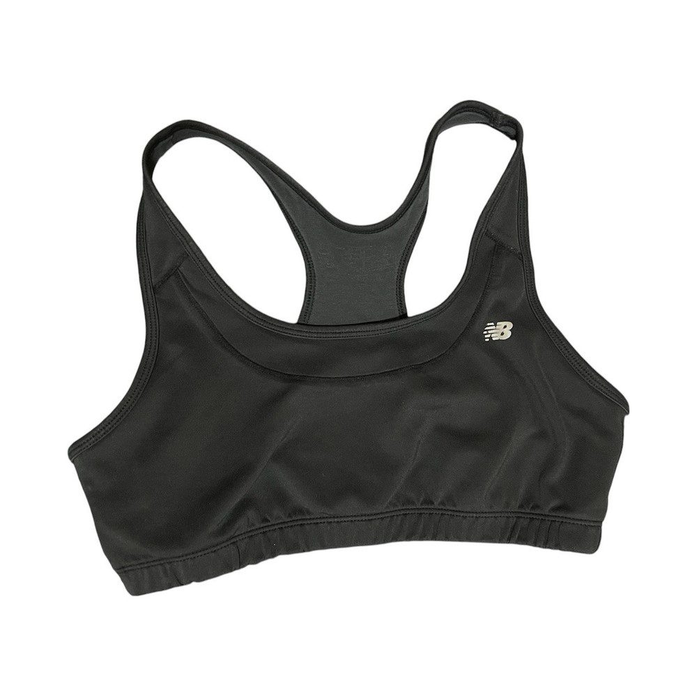 New Balance Sports Bra Black Racerback Medium Impact Workout Gym M