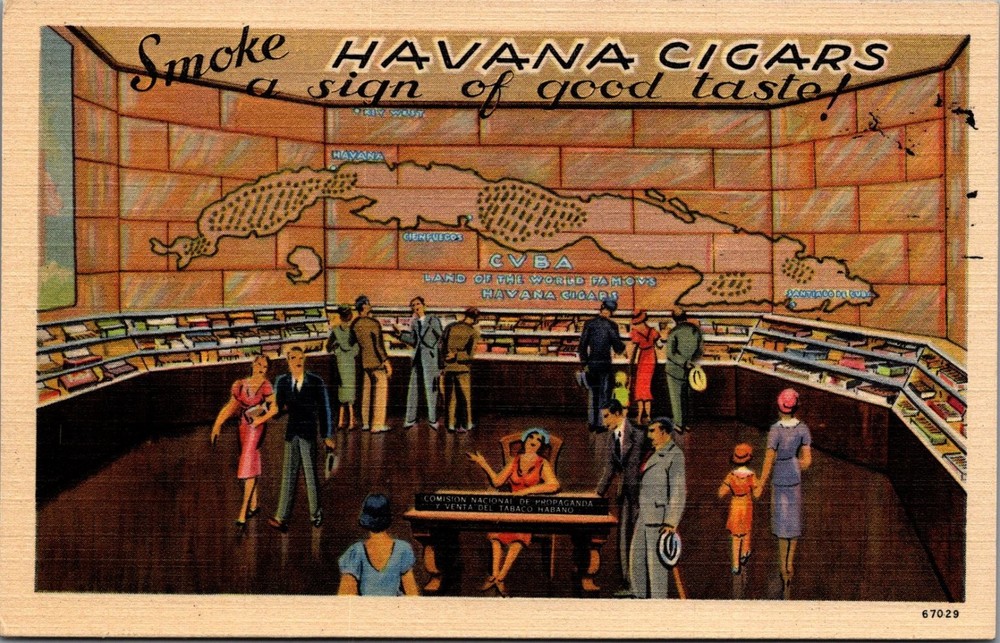 Cuba Havana Cigars Exhibit New York World's Fair Linen Postcard 1939-1940