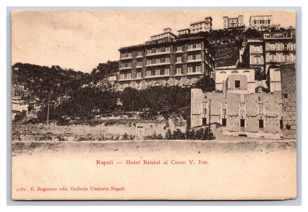 Vintage Early 1900s Photo Of The Bristol Hotel Naples Italy Undivided Back RPPC