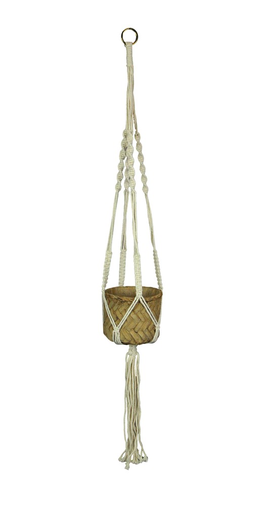 Rope Hanging Cement Succulent Bowl Flower Pot Home Decor Decorative Planter