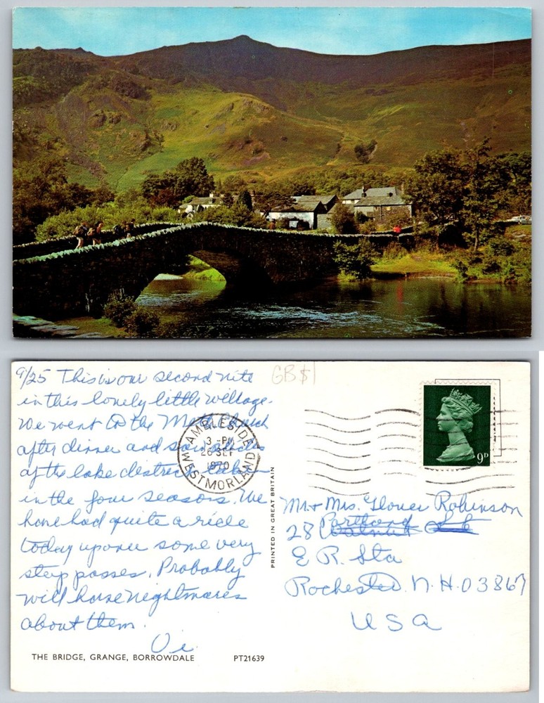 Vintage 1970 Grange Borrowdale Bridge Postcard Lake District England UK