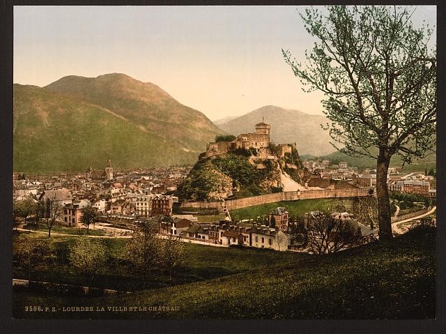 Photo:Lourdes Pyrenees France 1890s City and Castle View Photochrom