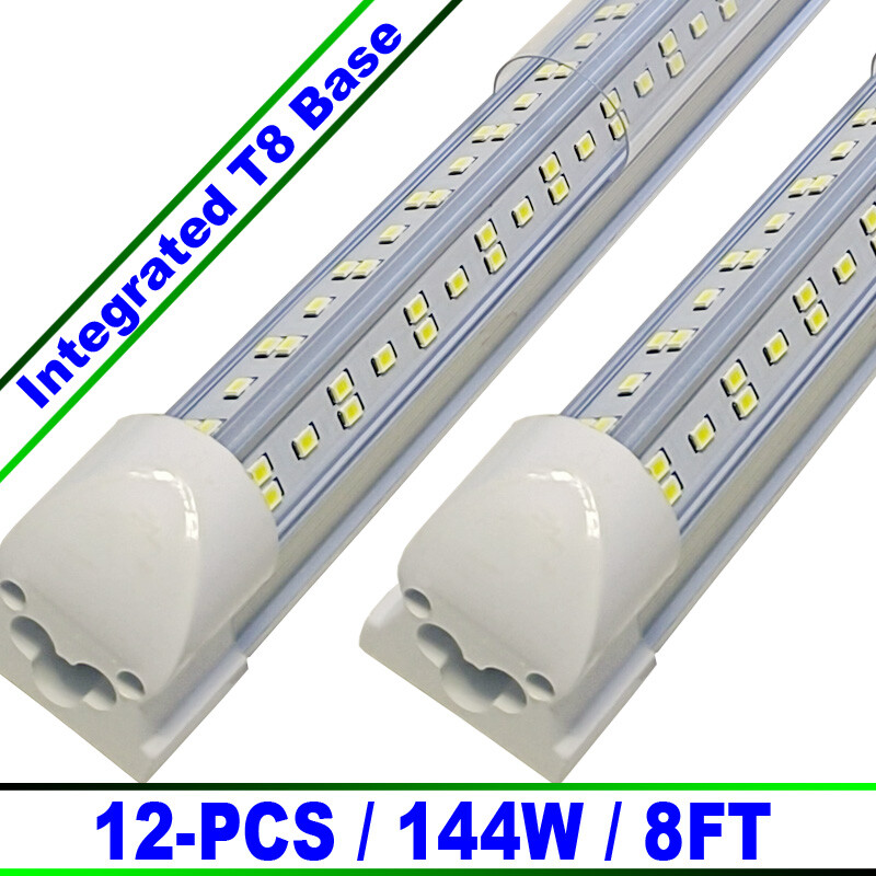 12Pcs 8Foot 144W Integrated Led Light Bulbs T8 8Ft Led Shop Light Fixture 6500K