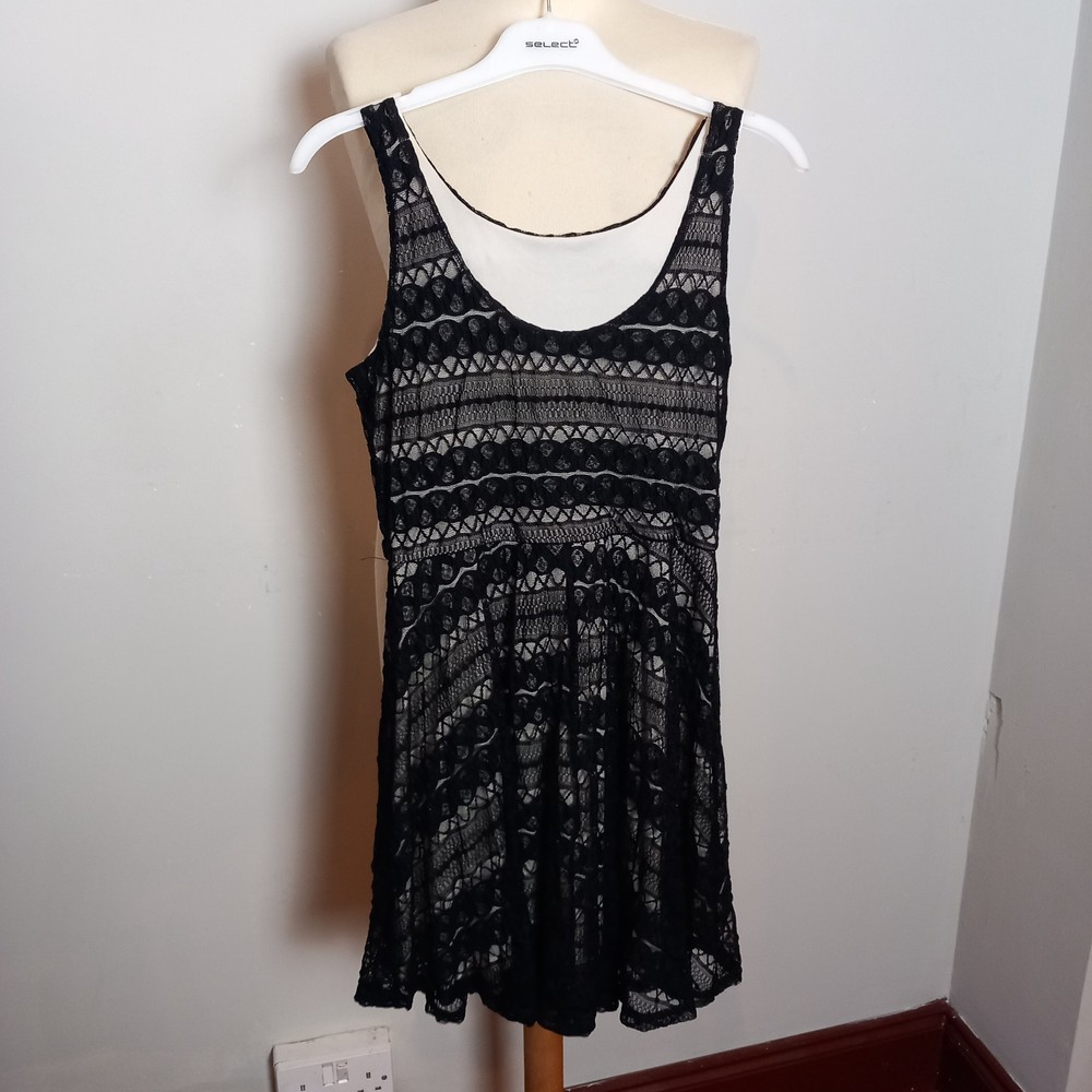 Women's River Island Black Lacy Lace Dress UK Size 10