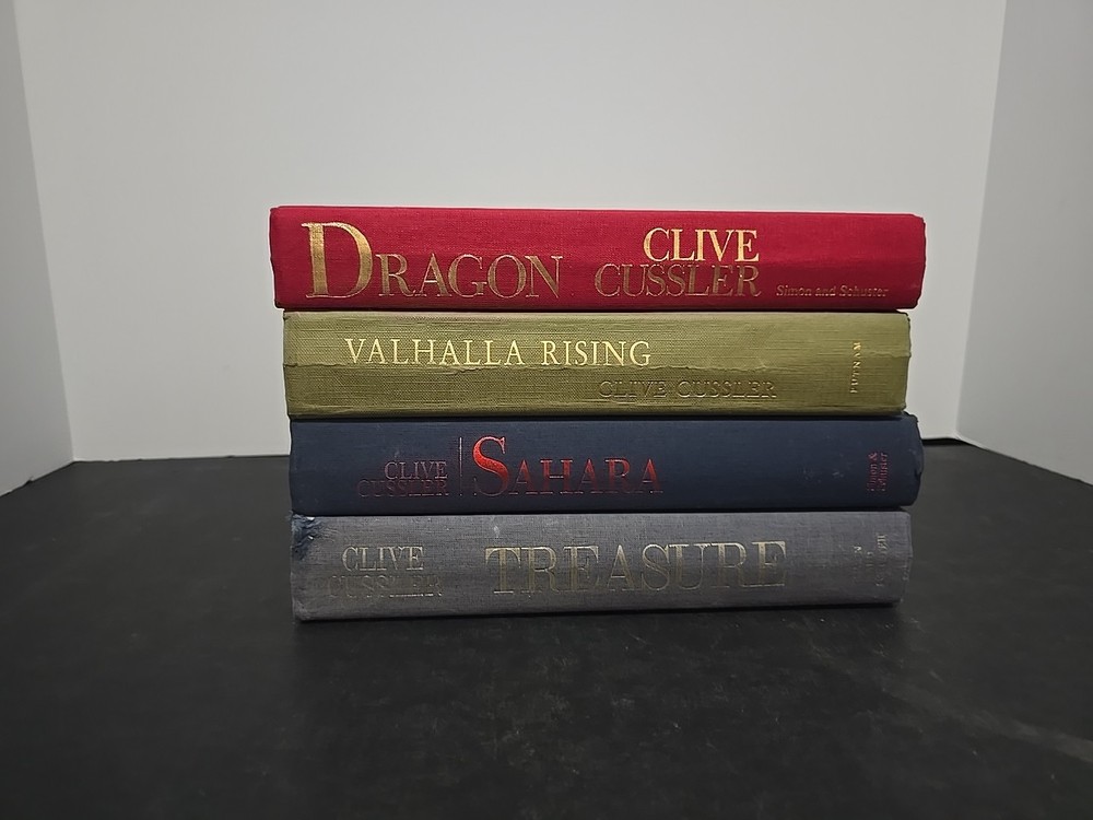Lot of 4 Clive Cussler Hardcover Books Adventure Dirk Pitt Series No Dust Jacket