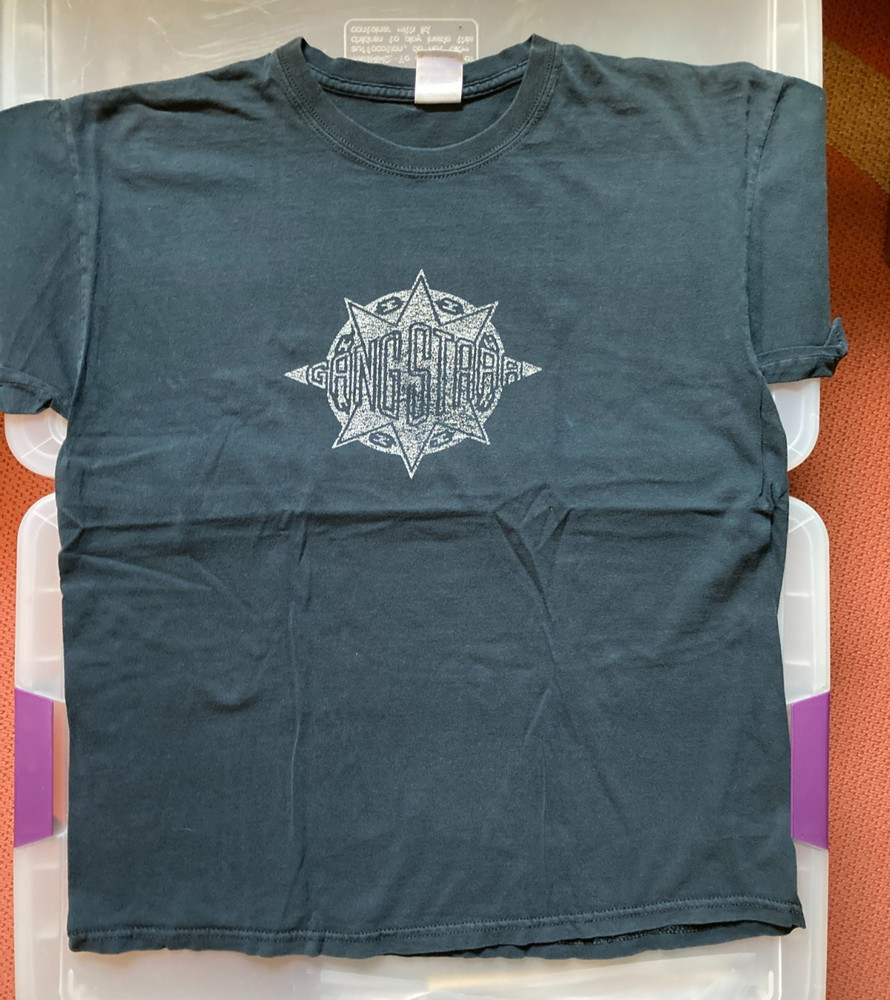 GANG STARR - Large T-shirt - white logo on black shirt - early 2010s