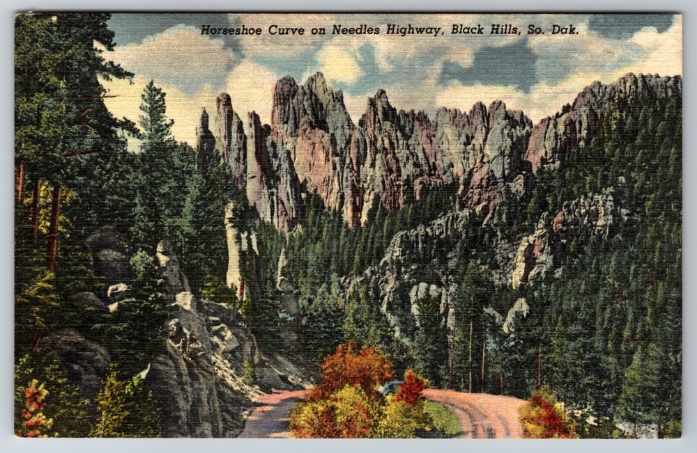 Horseshoe Curve Needles Highway Black Hills South Dakota SD Scenic Postcard