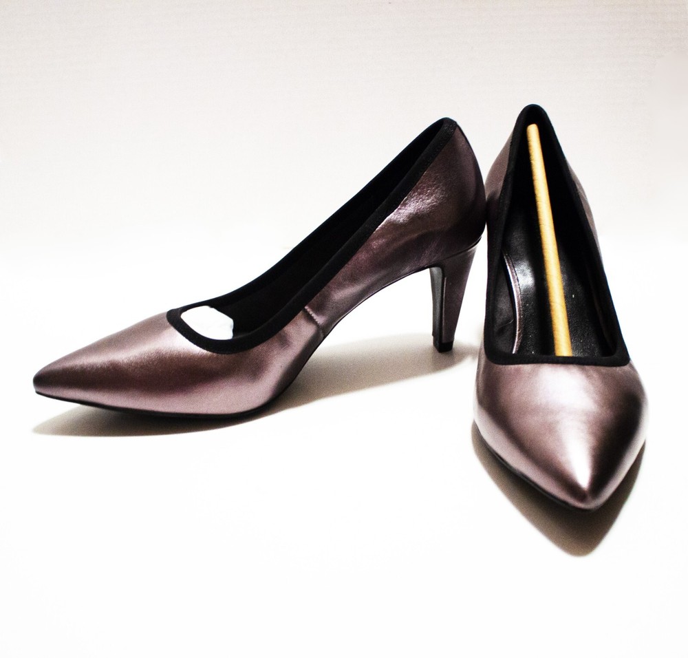 Lori Goldstein LI-Yvonne Silver Metallic Nappa Leather Heels Size 8M 38.5 New