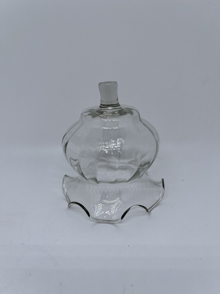 Vintage HOMCO Candle Holder Clear Glass Ruffle Top Peg Votive Cup  4”