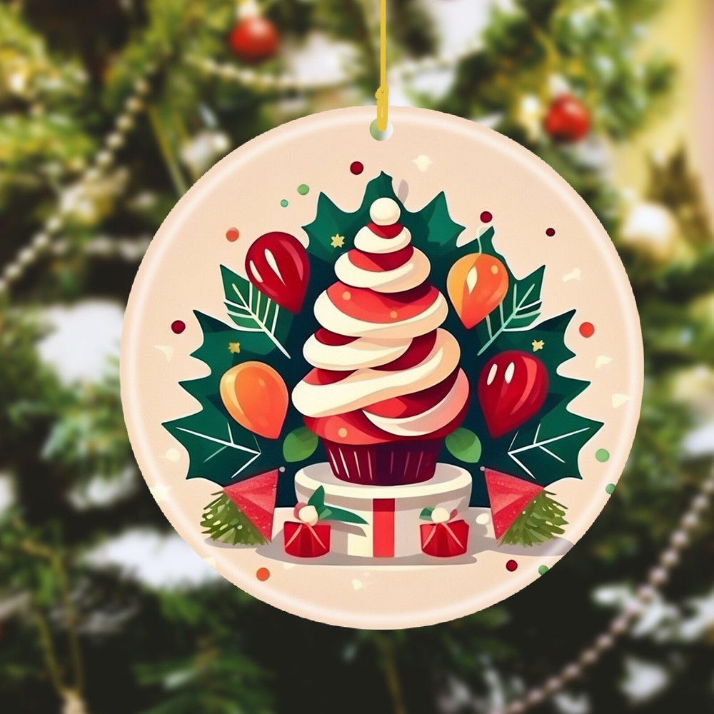 Custom Text Name Personalized Image Ceramic Seasonal Ornament Christmas accent-image