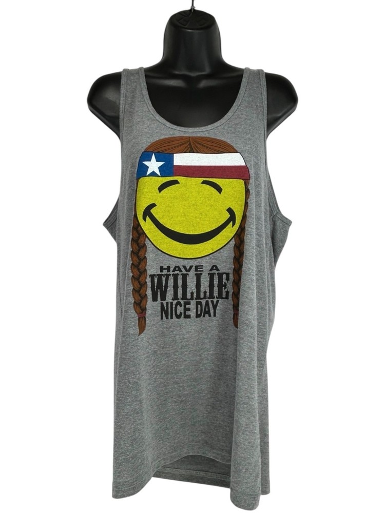 AMERICAN APPAREL Have A Willie Nice Day Graphic Tank Top Sz L Grey Cotton Blend