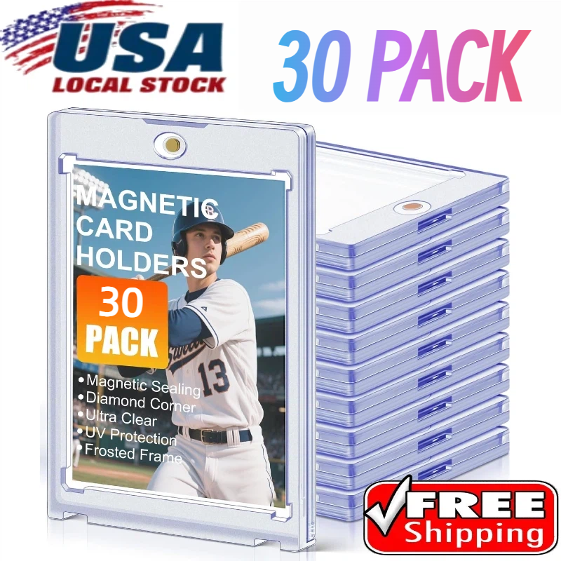 30 Pack Magnetic Trading Sports Card Holders 35pt One-Touch Hard UV Protection⭐