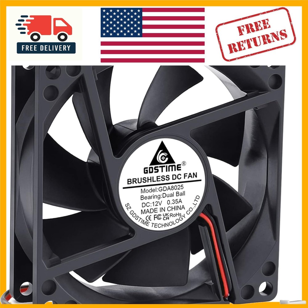 Ultra-Quiet 2-Pin 80mm Brushless Cooling Fan – 4500RPM & 39dBA Noise Level
