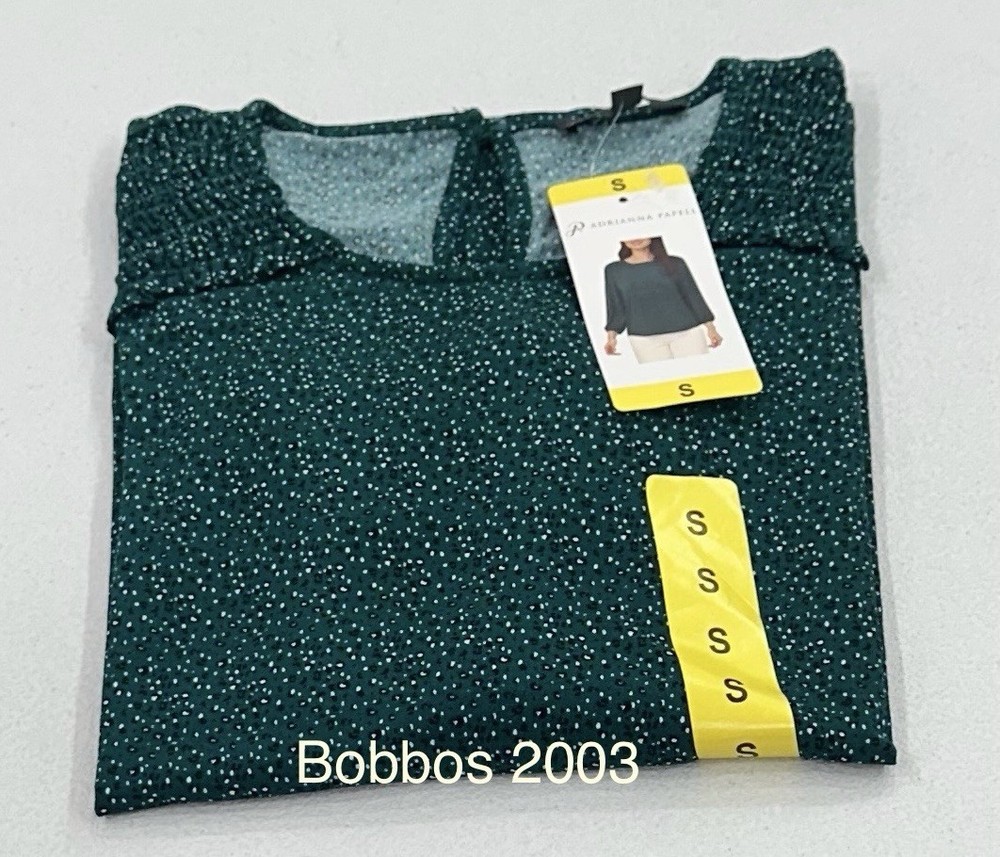 Adrianna Papell Women's 3/4 Sleeve Stretch Smocked Shoulder Blouse, Green, S