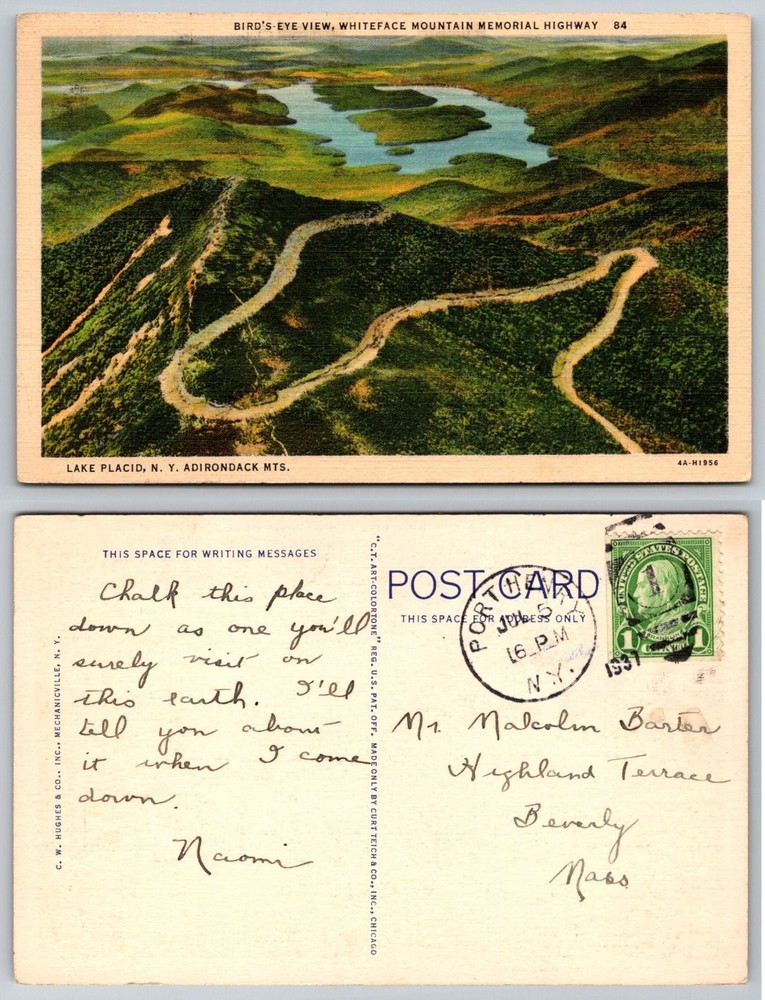 Whiteface Mountain Memorial Highway Lake Placid NY Adirondacks Postcard 1956
