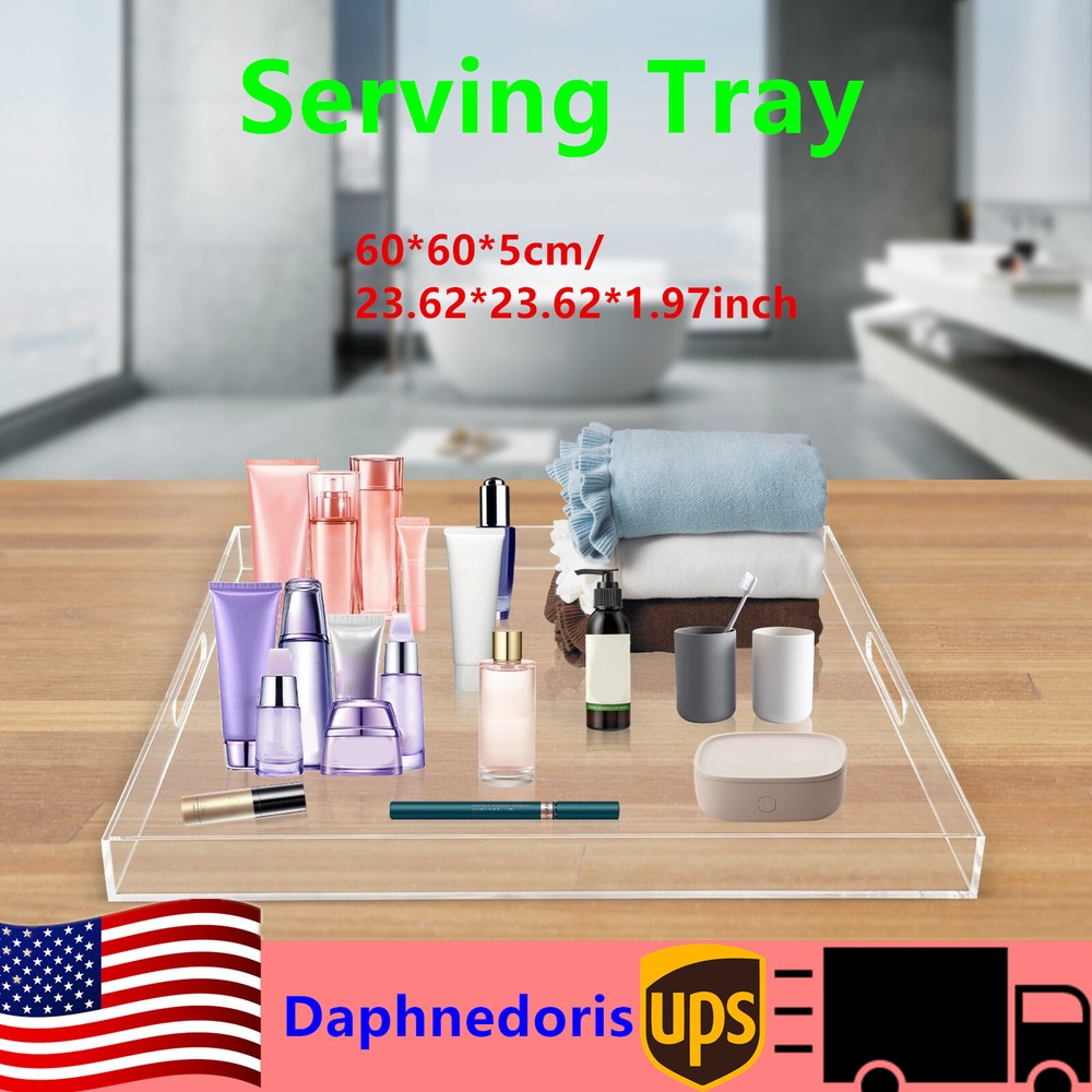 Acrylic Countertop Serving Tray for Kitchen Food Coffee Tea and Fruit Organization