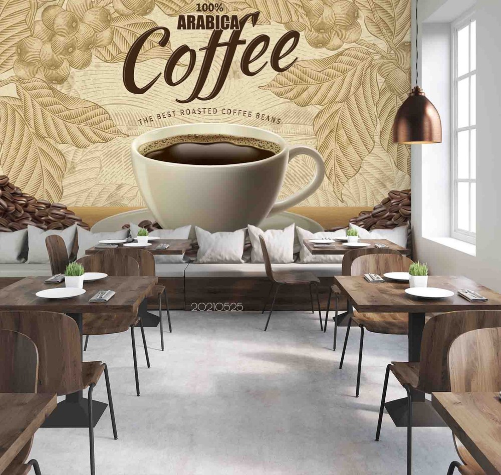 3D Coffee Illustration Wall Murals Wallpaper Murals Wall Sticker