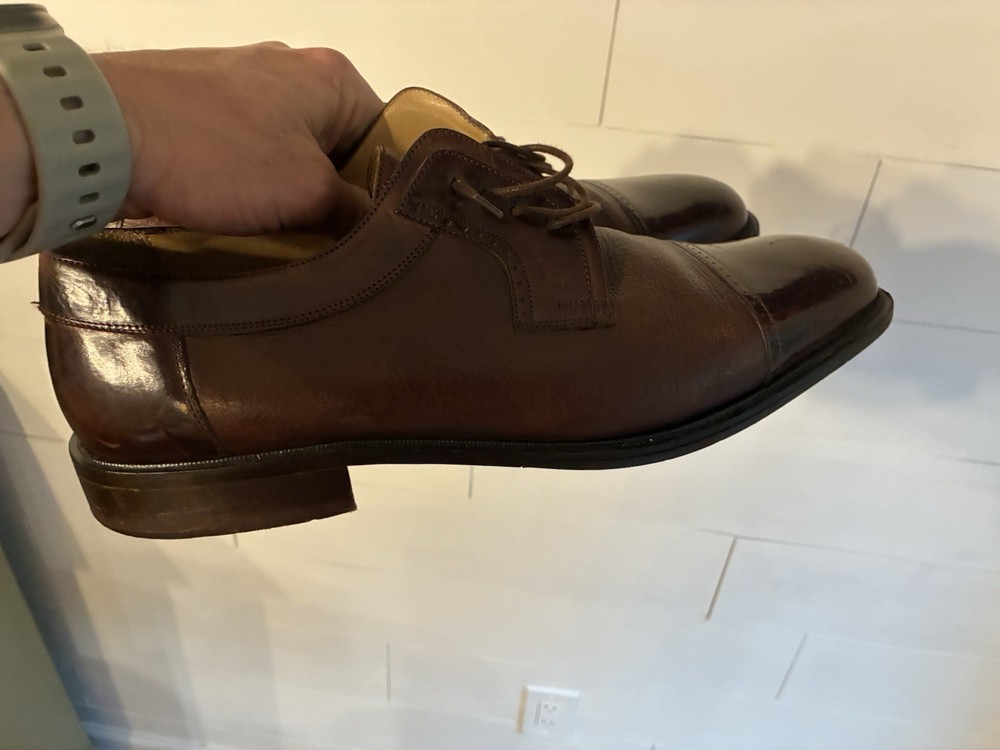 JOHNSTON MURPHY MENS CAP TOE OXFORD DEERSKIN 12M CELLINI ITALIAN Brown SHOE V