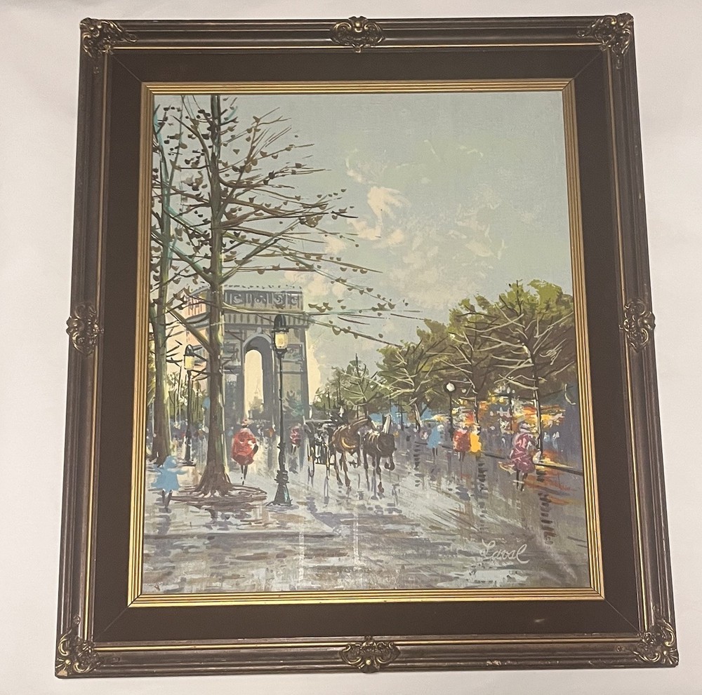 Fernand Lava Signed Oil Painting On Canvas Paris Street Scene Mcm 24x20 Framed