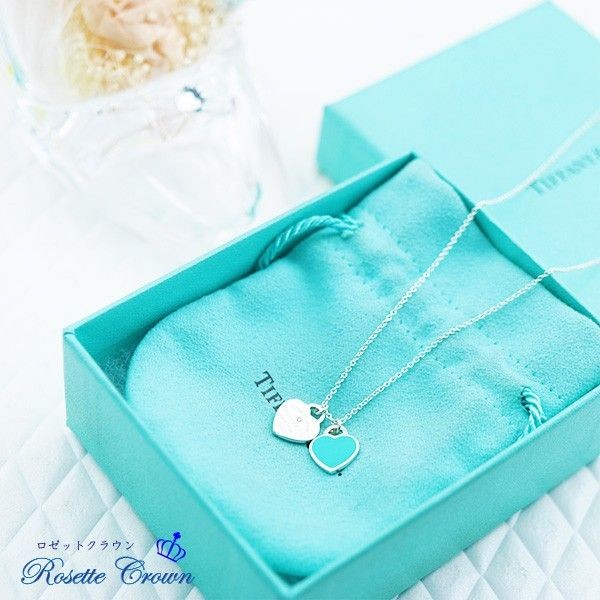 Tiffany Return to double heart necklace blue diamond