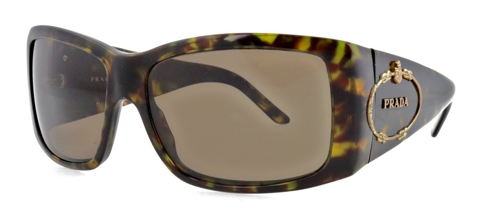 Prada SPR01I Havana Brown 59mm Wrap Sunglasses Made in Italy