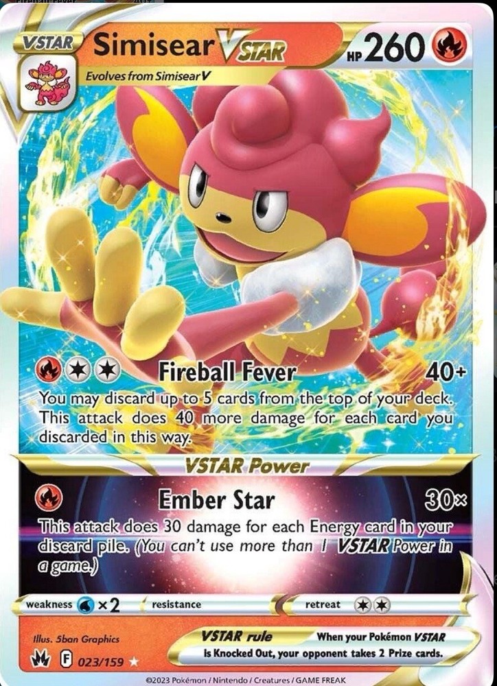 Simisear VSTAR 023/159 NM EN Pokemon TCG Crown Zenith Ultra Rare