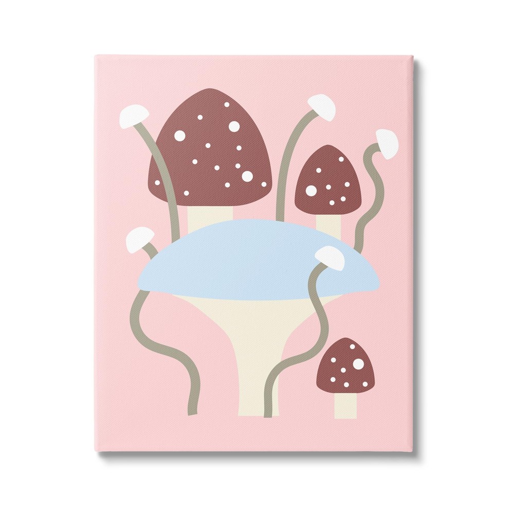Fun Mushrooms on Pink Canvas Wall Art by Lil' Rue