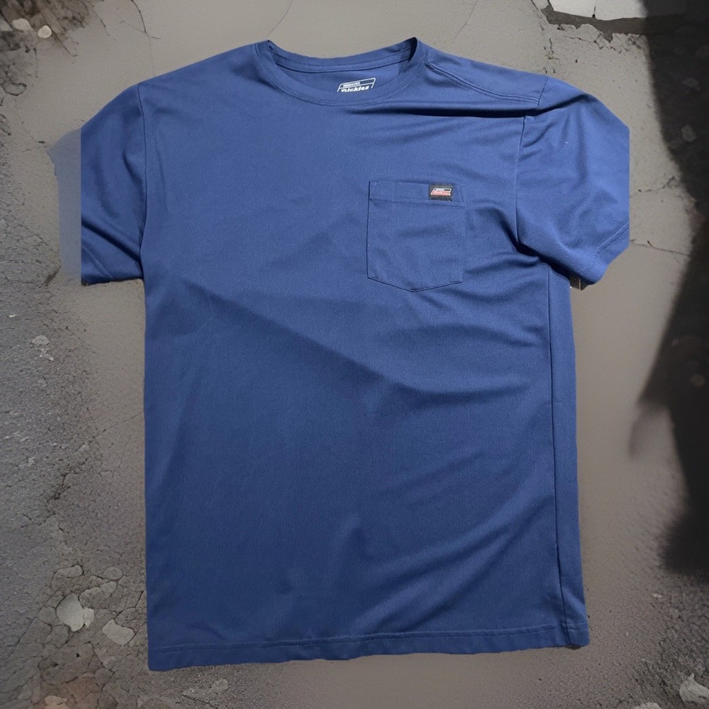 Dickies Performance Pocket T Shirt Mens Large Blue Short Sleeve Workwear