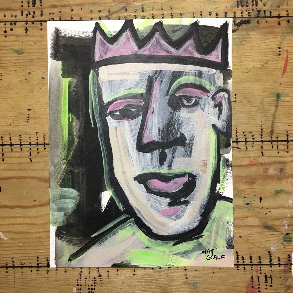 Matt Scalf 9x12 Face Abstract Portrait Street Art Graffiti Crown Hip Hop Modern