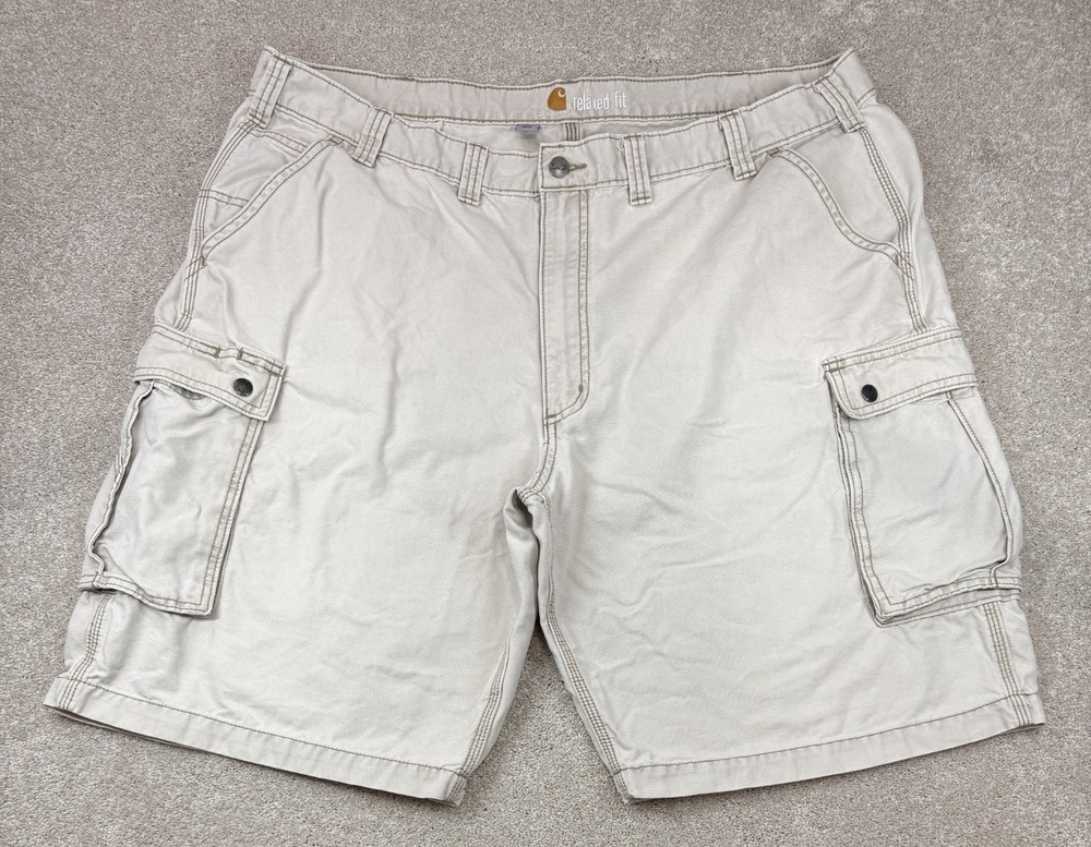 Carhartt Mens Relaxed Fit Canvas Cargo Shorts Size 46 Workwear Outdoor Beige 11
