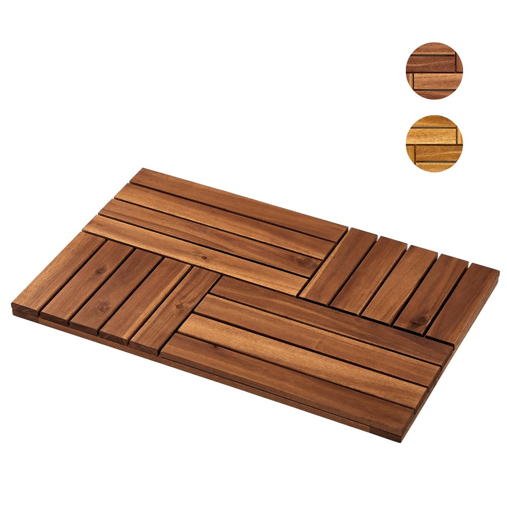 Acacia Wood Bath Mat 23.8x15.3 Inches, Non-Slip Shower Floor Pad for Bathroom, Waterproof and Durable Design-image