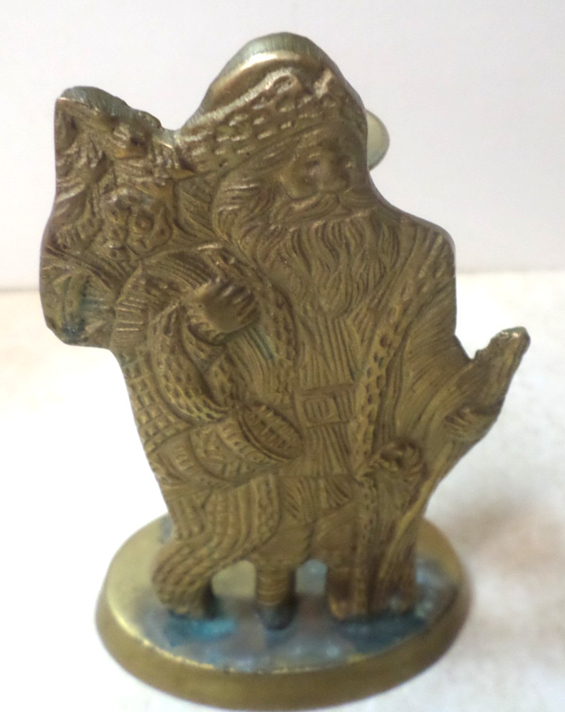 Vintage Solid Brass Santa Taper Candlestick Holder