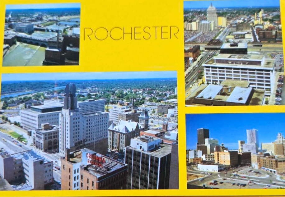 1960s Postcard Rochester New York Multi-View Aerial Cityscape