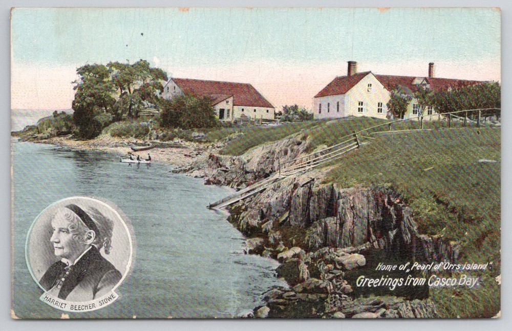Harriet Beecher Stowe Pearl of Orr's Island Casco Bay Maine Postcard 1909
