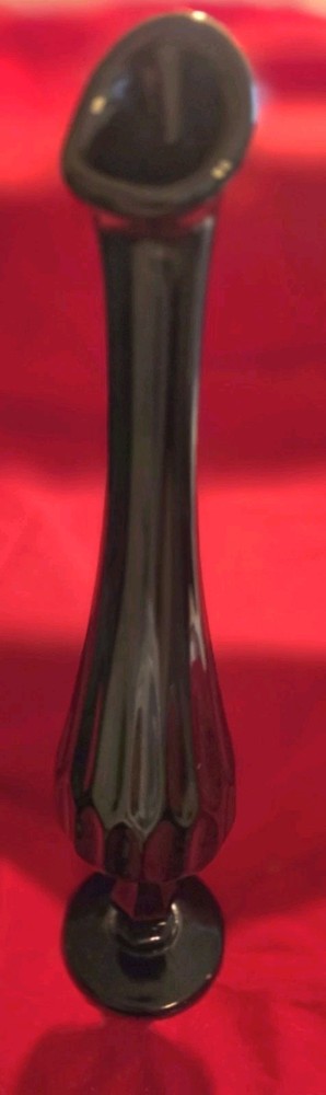 Lovely Looking Vintage Fenton Black Thumbprint Swung Art Glass Bud Vase 1960's